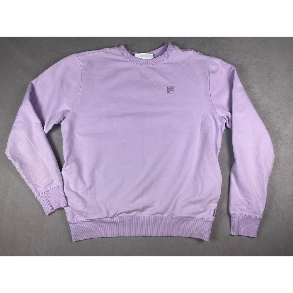 Fila Mens Small Lavender Purple Crewneck Sweatshirt Cotton Blend Long Sleeve